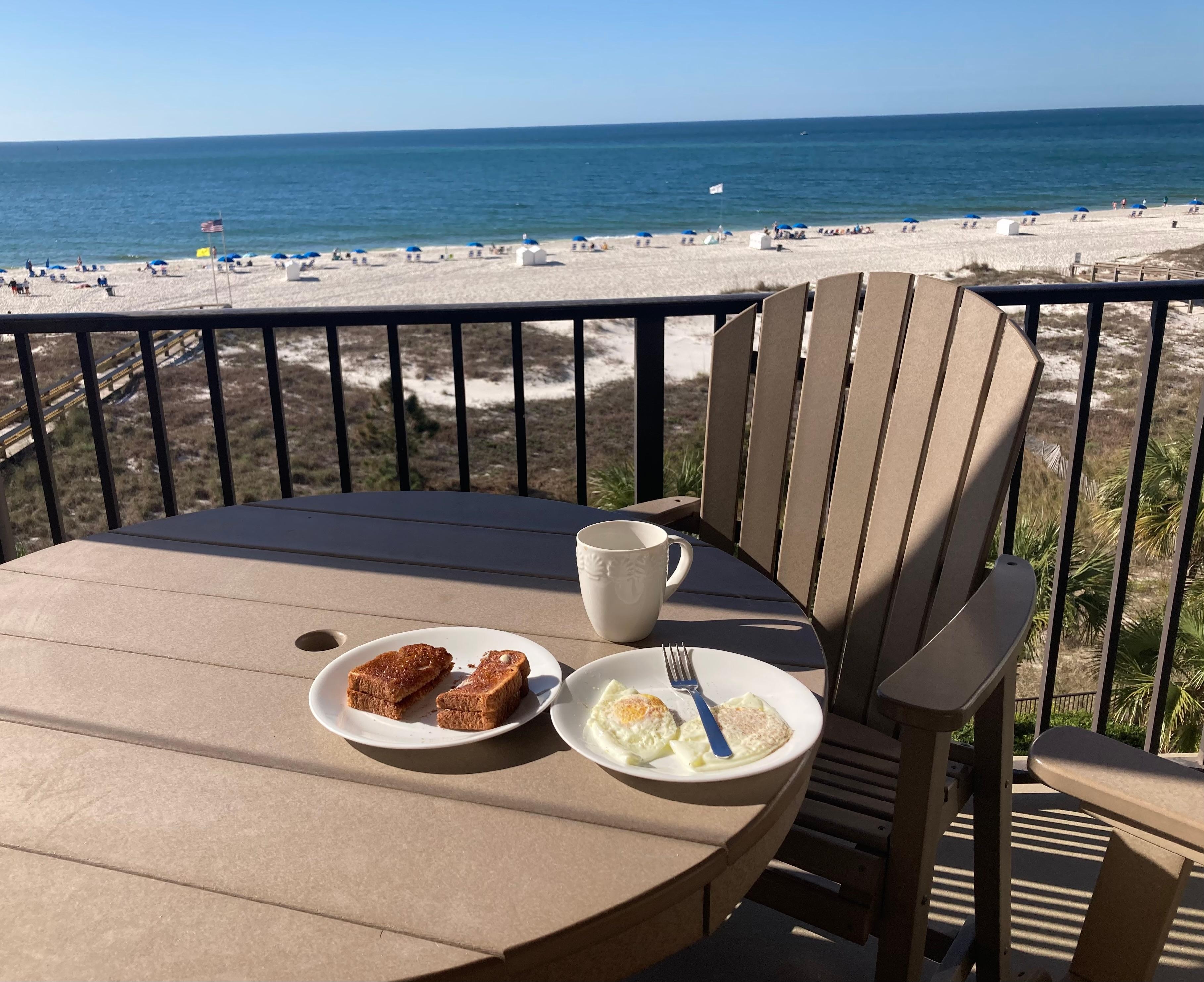 Breakfast on the balcony.