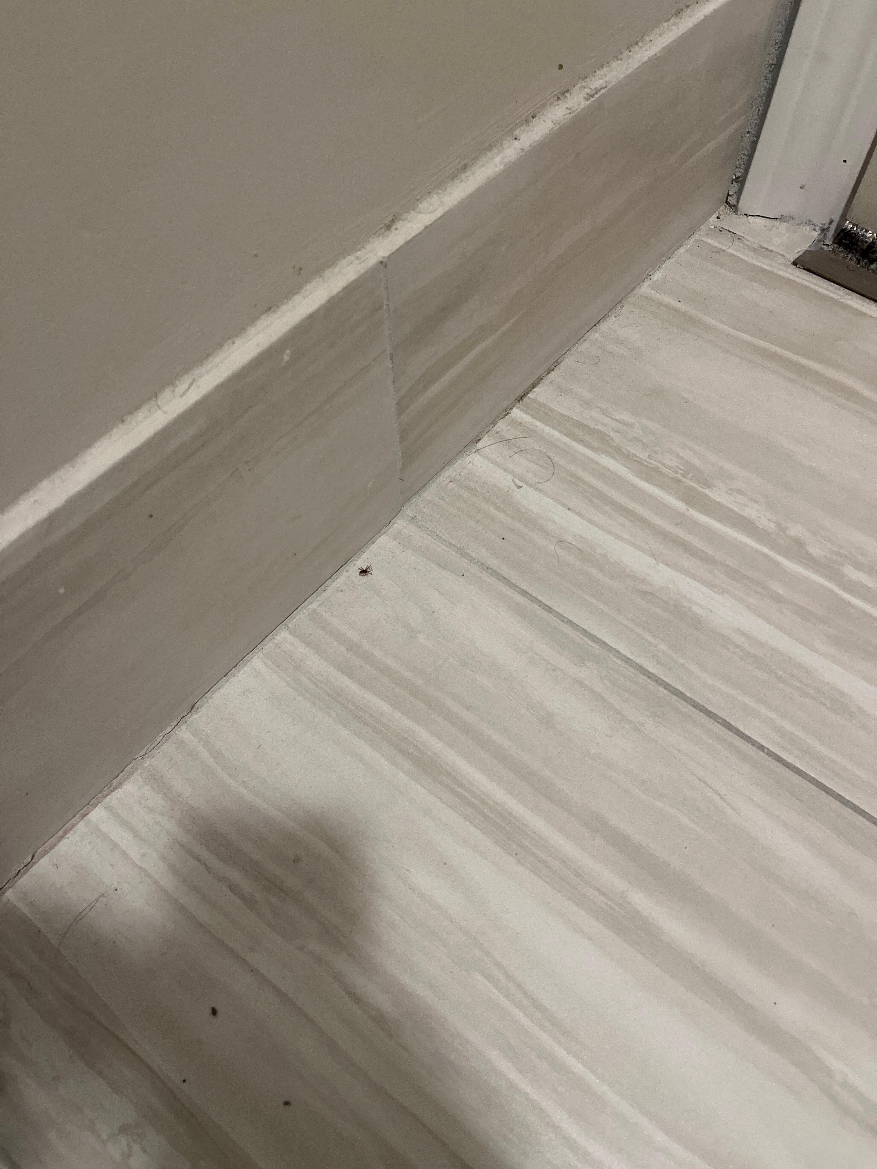 Dirty floors of bathroom in new room