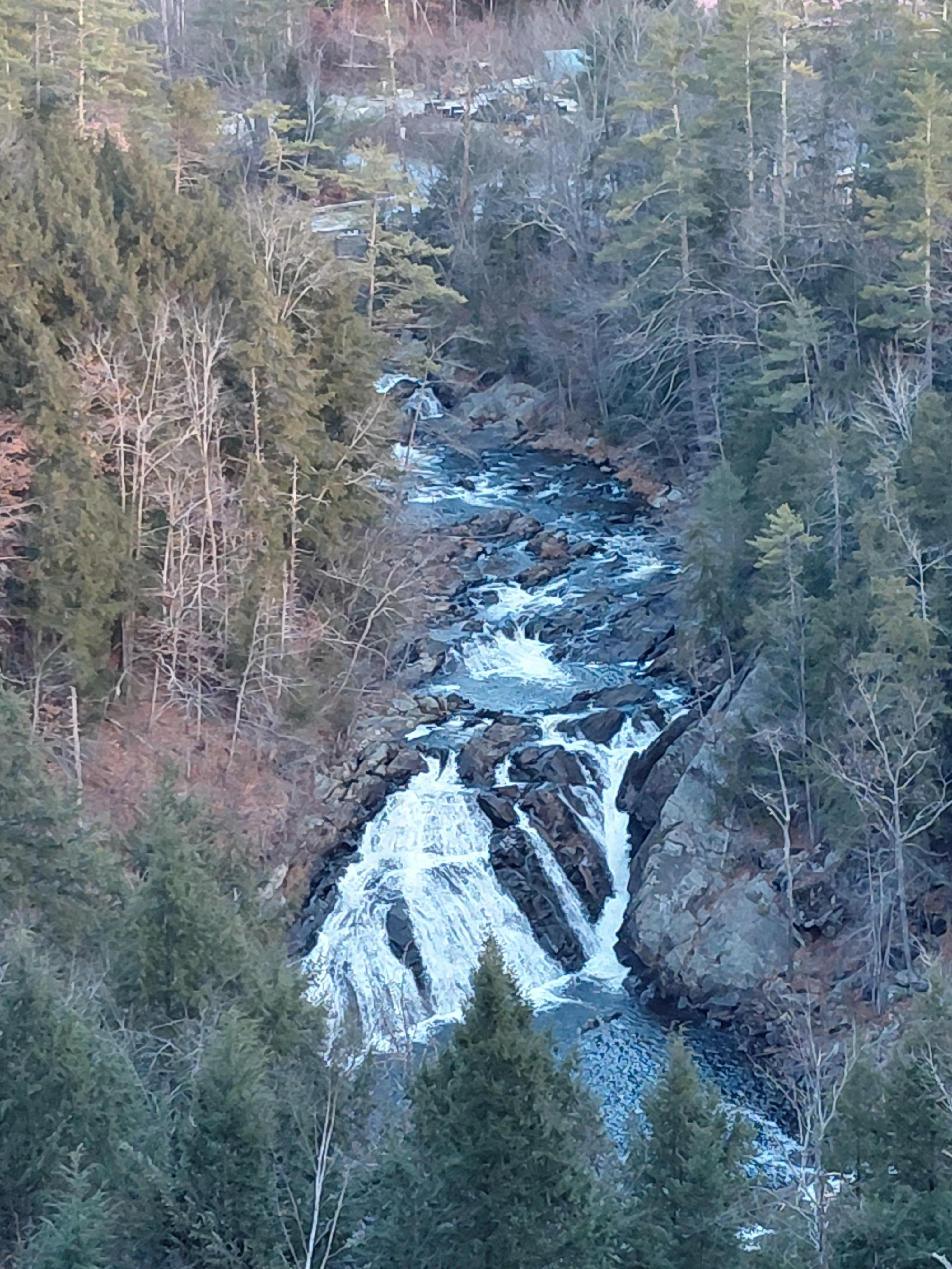 Waterfall view from porch and house