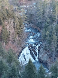 Waterfall view from porch and house