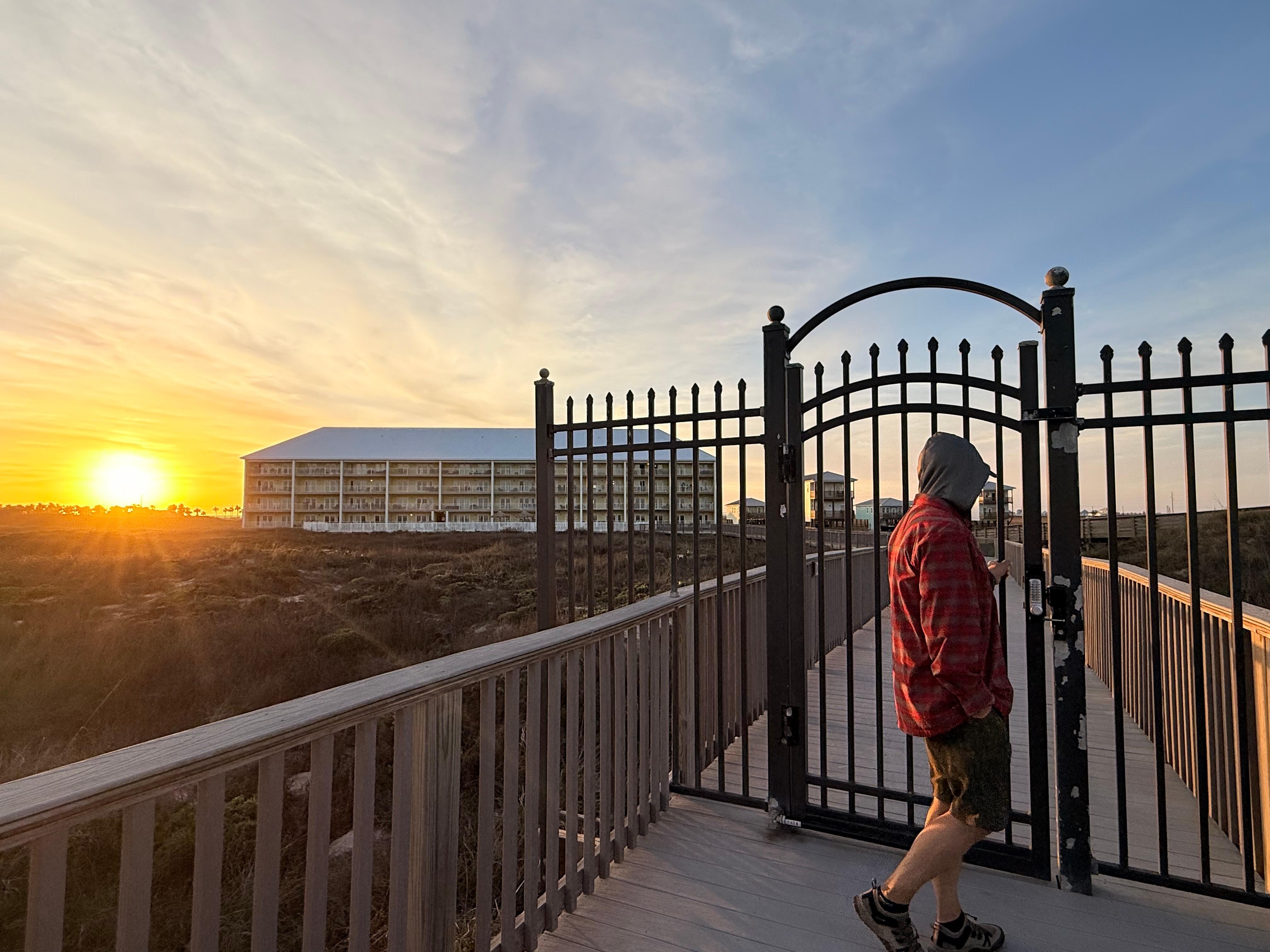 Sunset behind the condo 