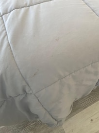 Soiled bed cover when we checked in