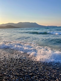 The beach at the hotel is rocky and when the wave recedes it makes a beautiful clinking sound!