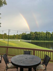Double rainbows forming