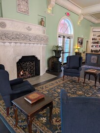 Lobby Fireplace on a cold evening.