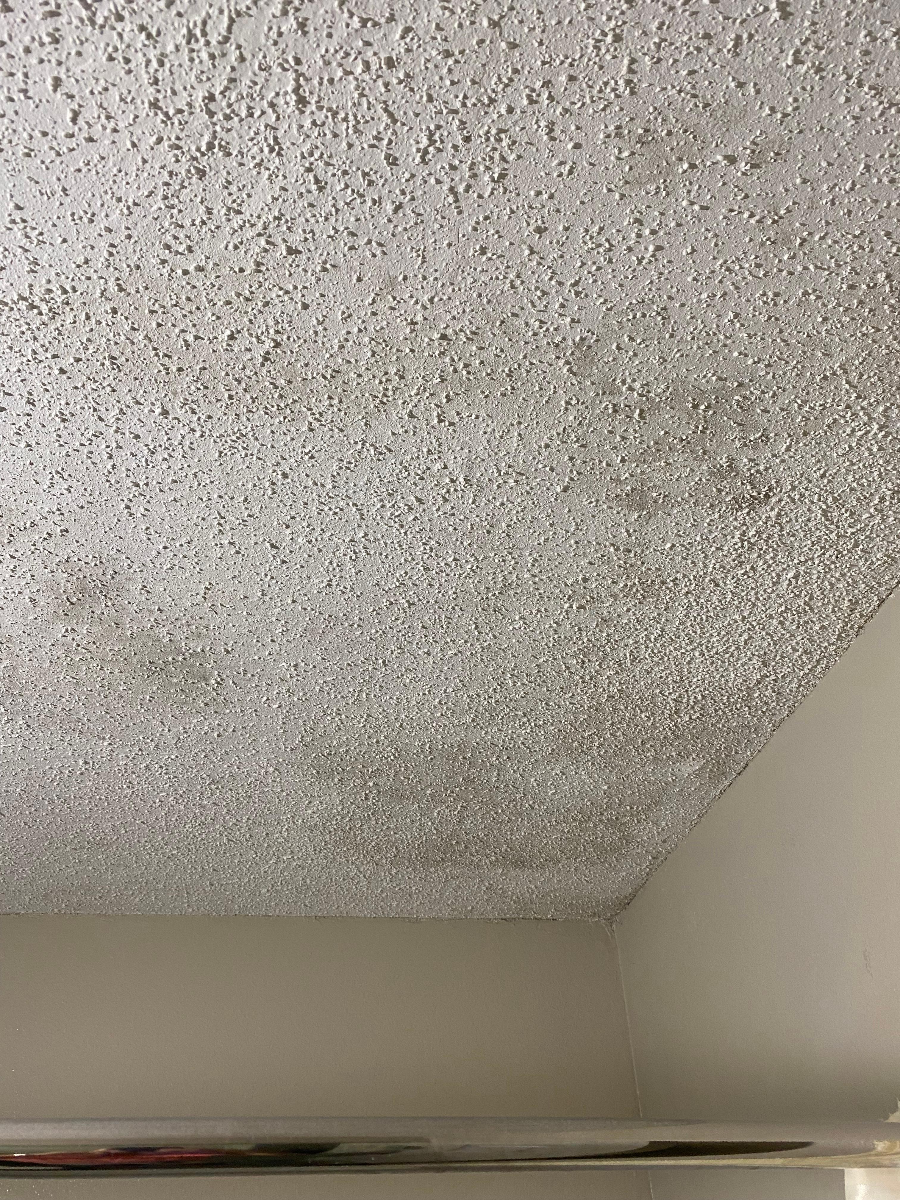 Mold on the ceiling above shower in restroom
