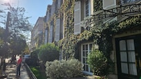 Outside the hotel