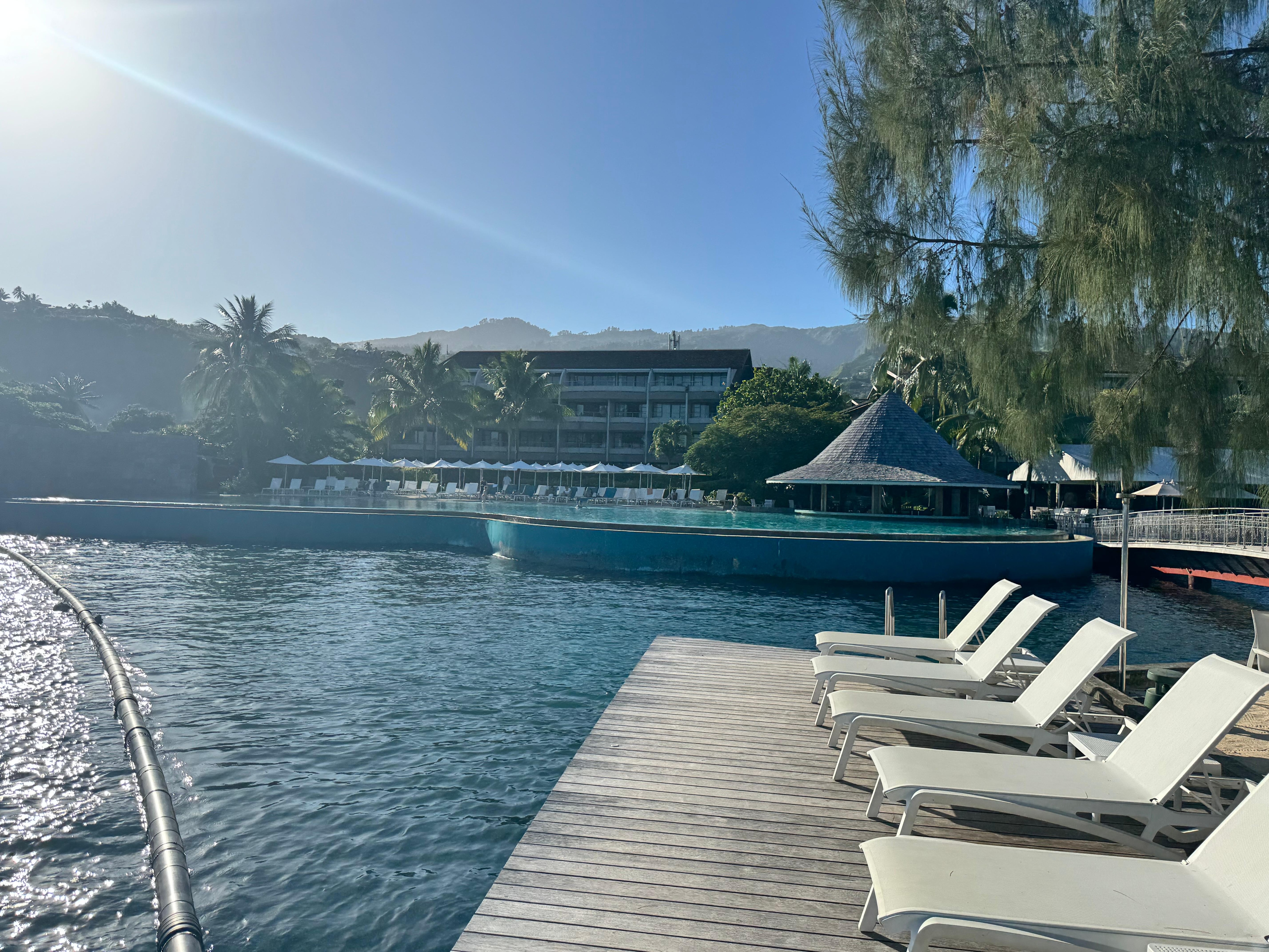 Seating by lagoon