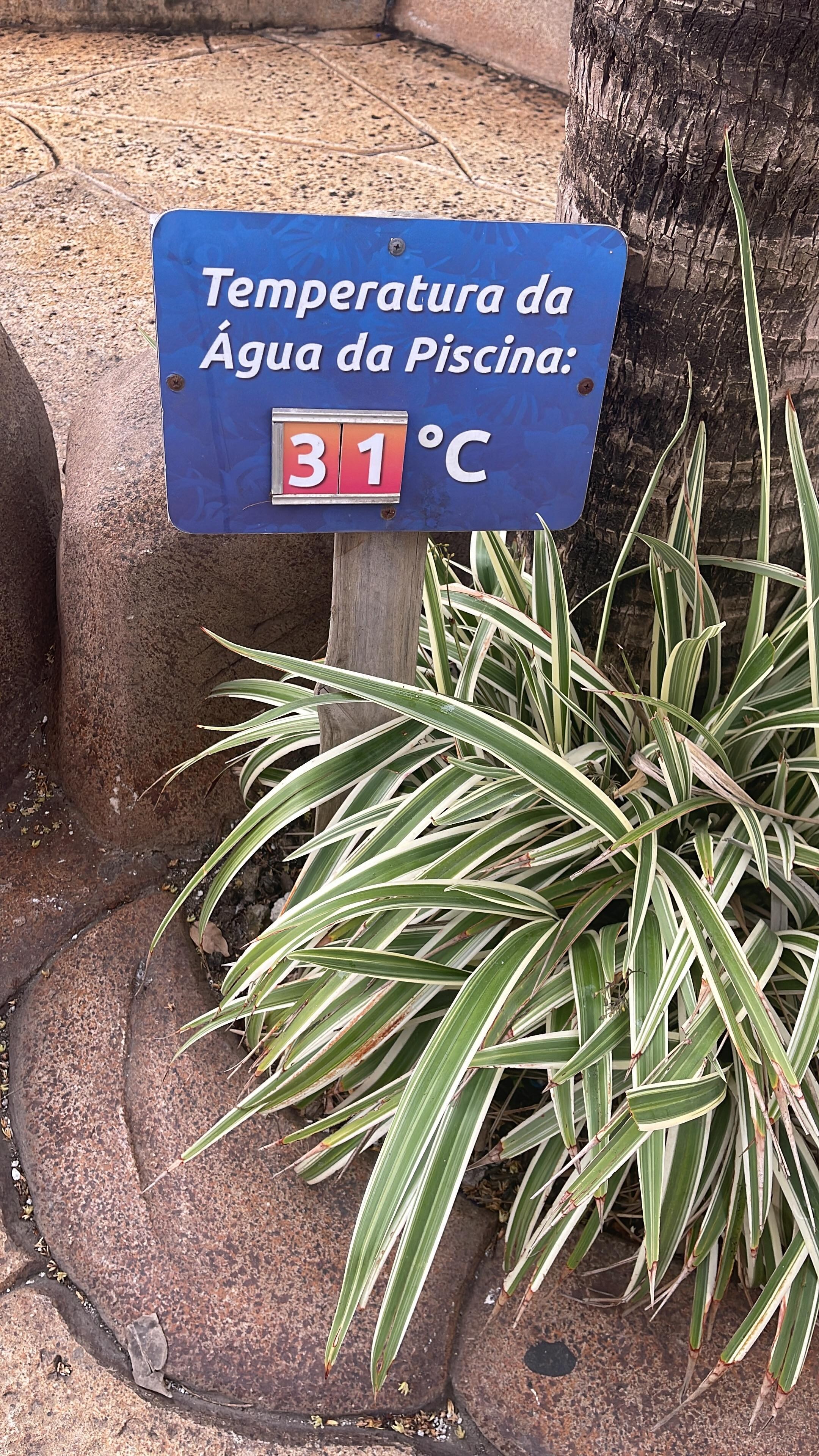 Temperatura da água na piscina do vulcão no parque aquático 
