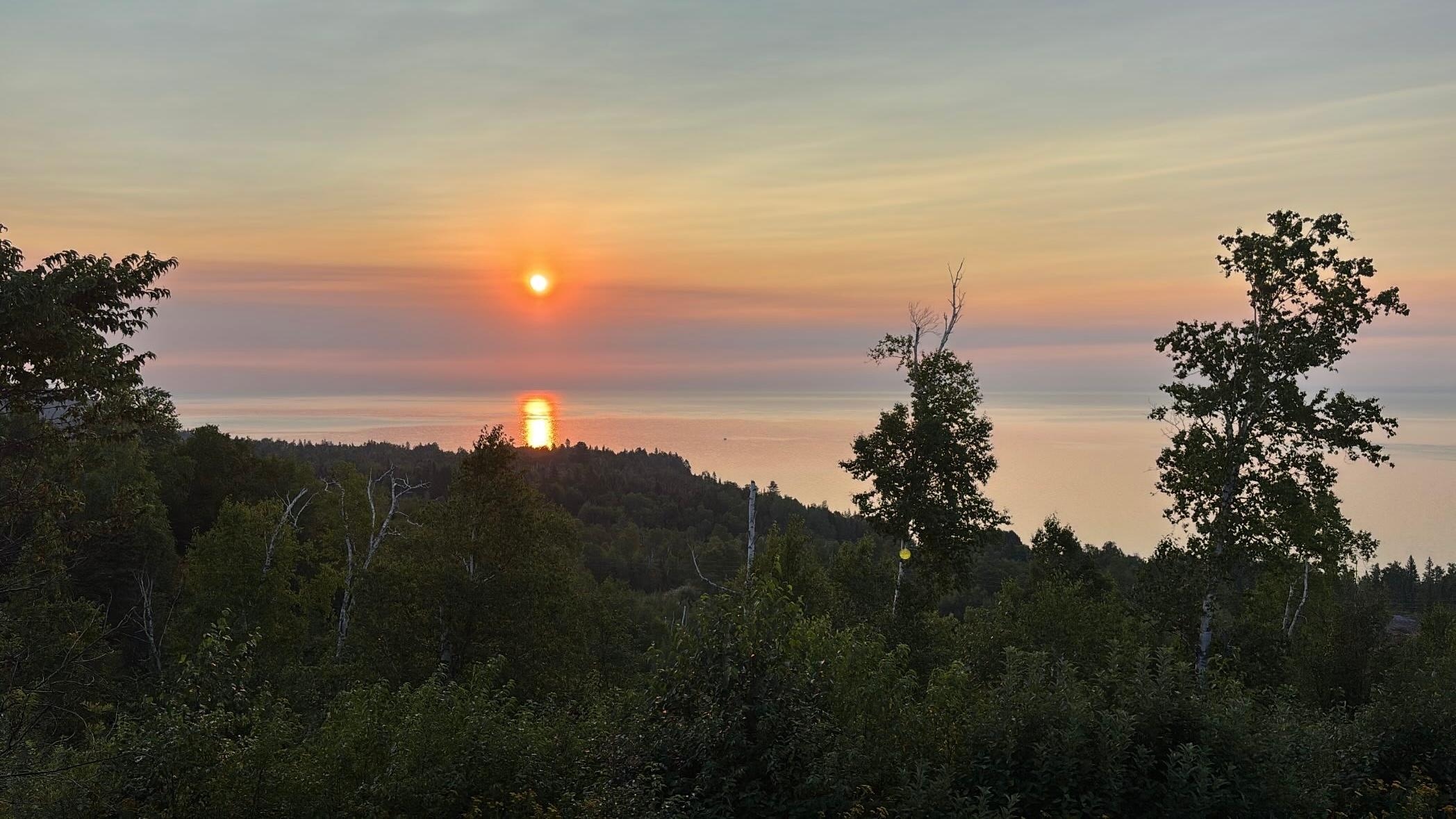 Sunrise over Superior, as seen from the front deck.
