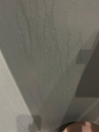 Bathroom walls dripping with condensation