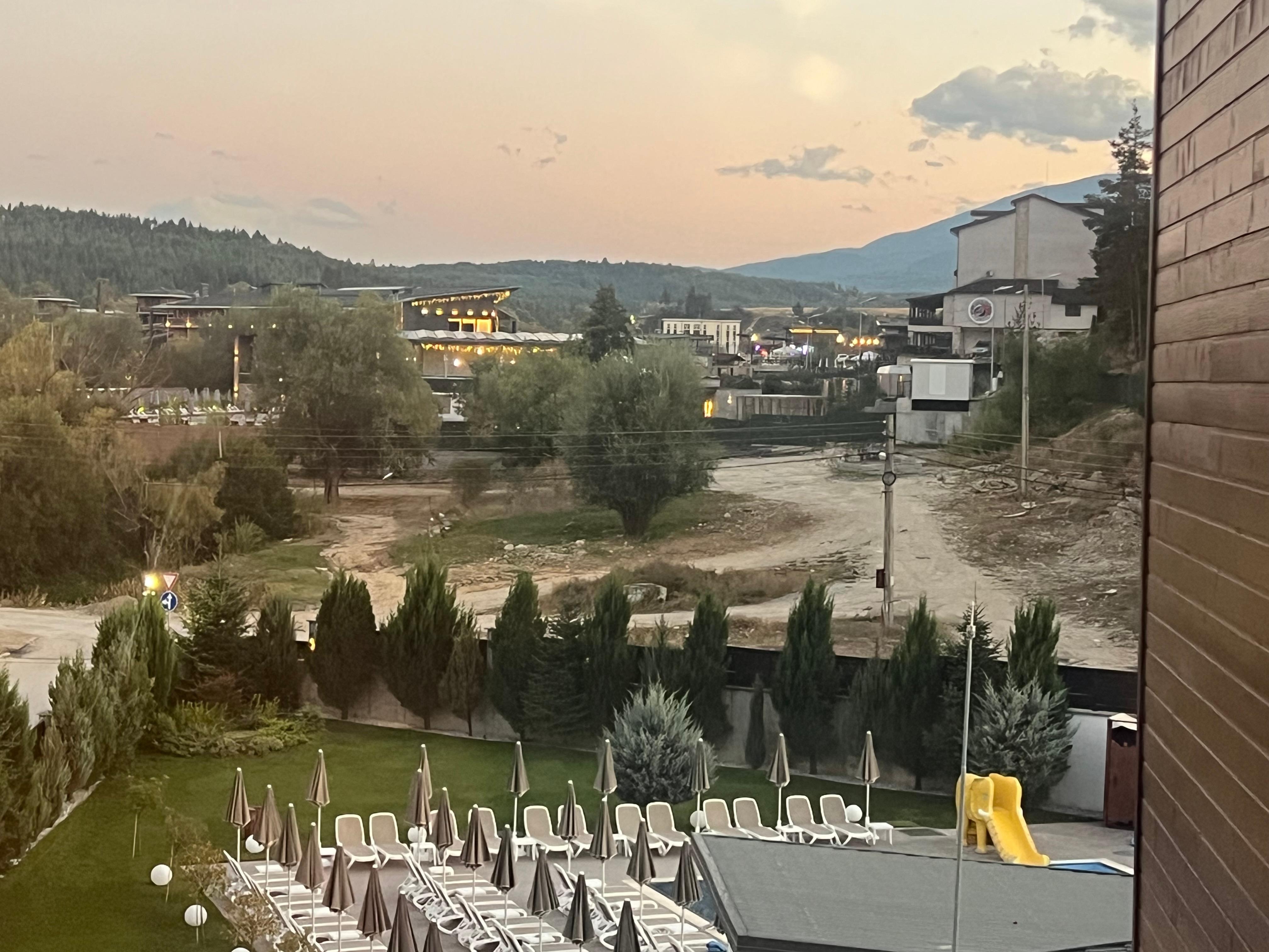 Bird's eye view of the hotel pool side 