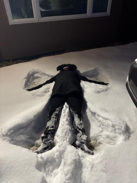 Snow angel outside the front door.