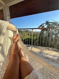 Hammocks on the balcony to hang with the monkeys in the morning!