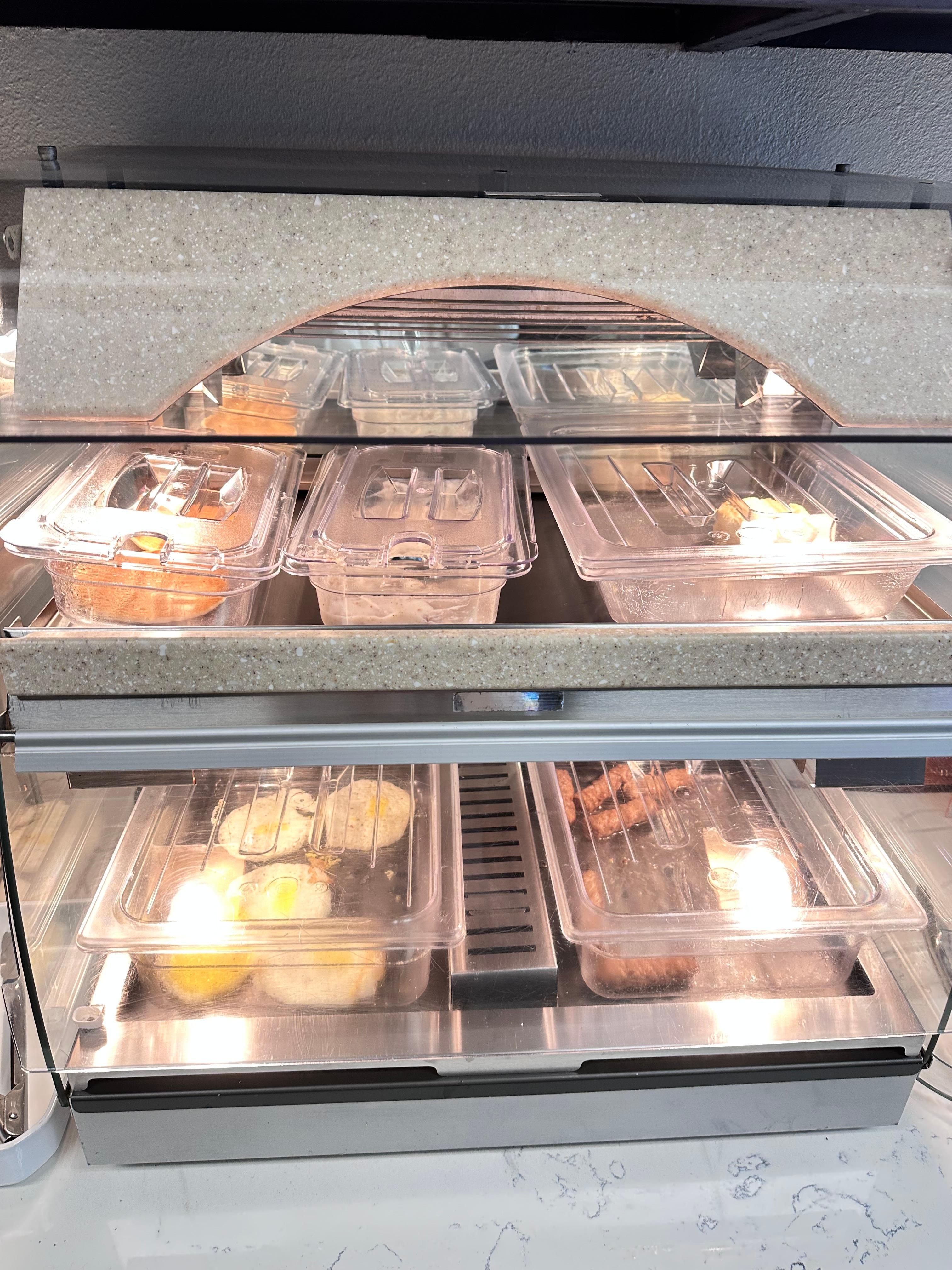 Hot breakfast but not user friendly accessible.