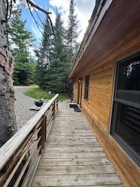 Outside the cabin on the deck