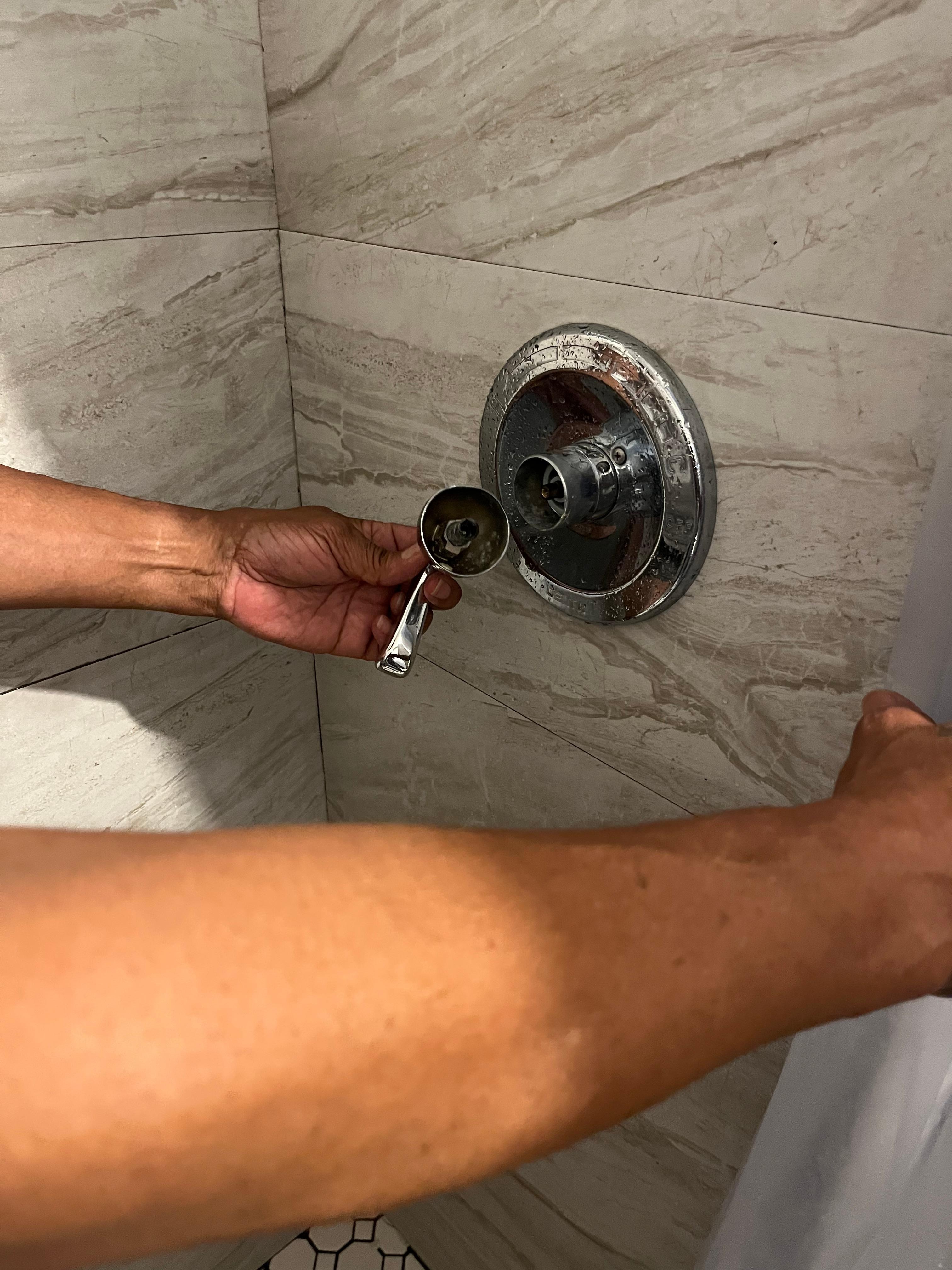 Broken shower handle which was never repaired during the stsy