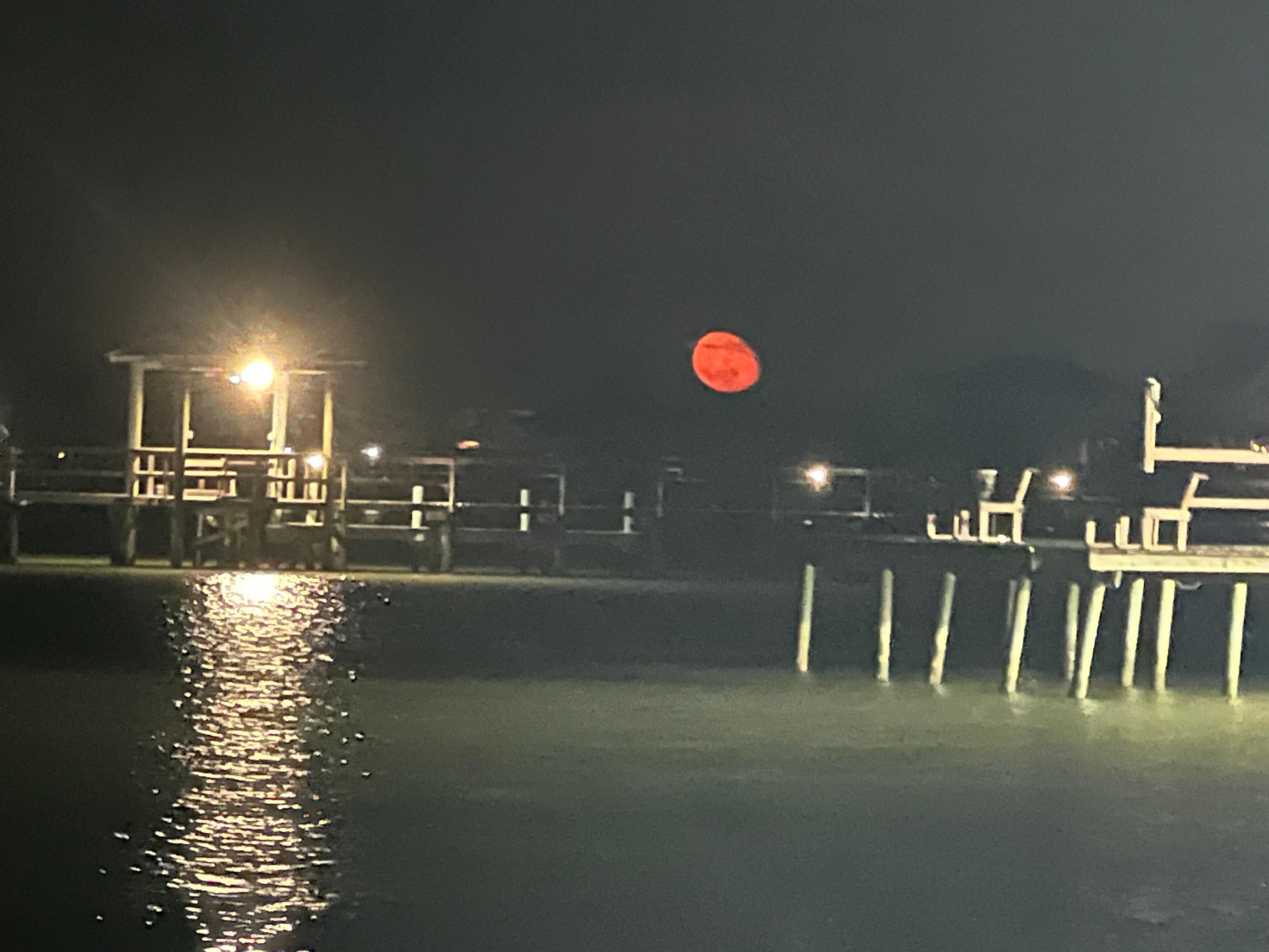 Red moon rising on one of the nights we were fishing
