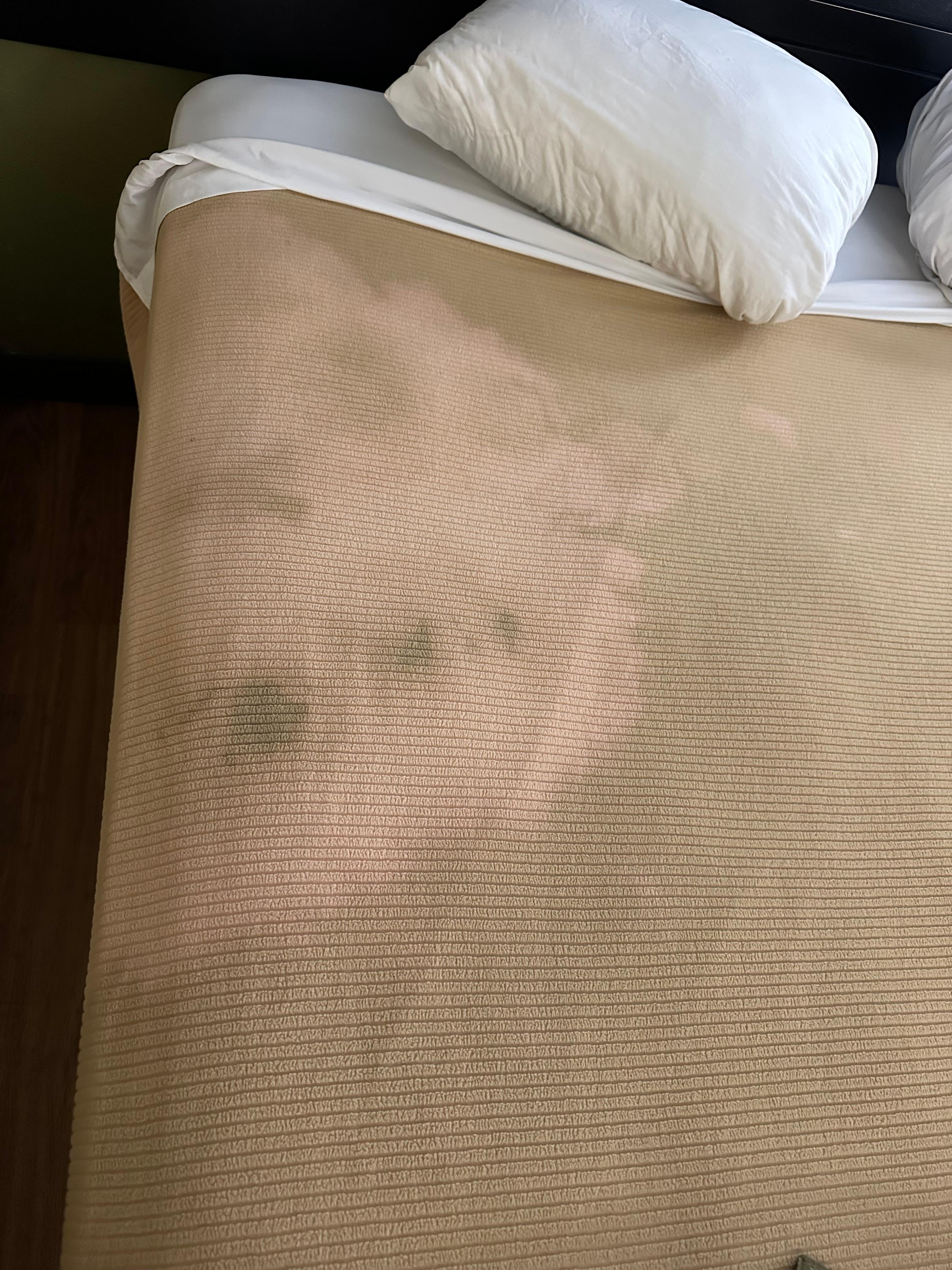 Stained bedding. 