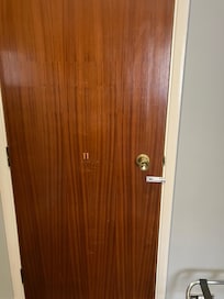 Interconnected door , no proper lock, just this tiny bolt!