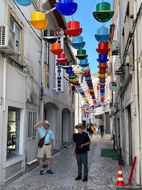 The road across the street from the hotel leading into the city