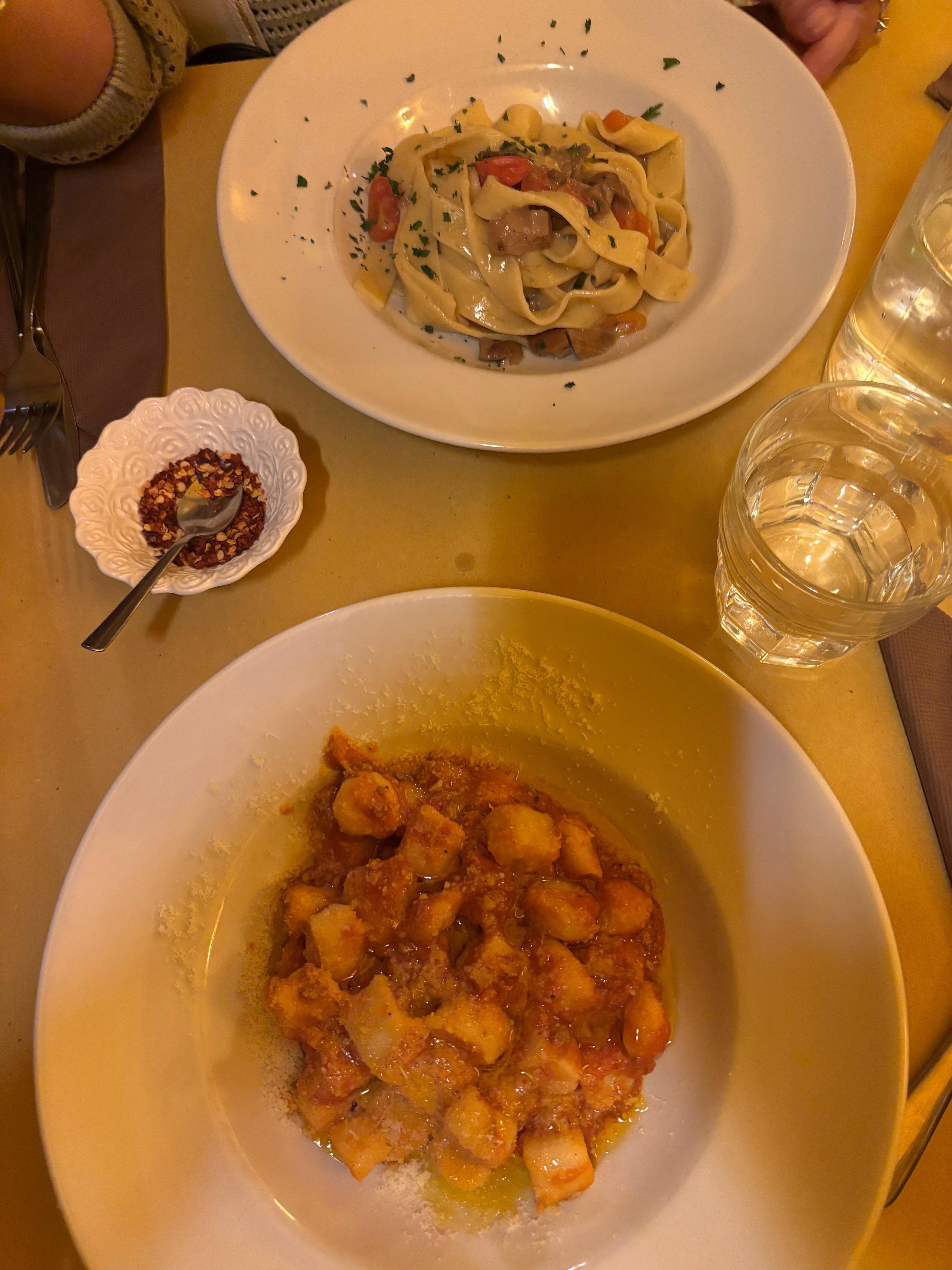 Gnocchi and Pasta carbonate, local restaurants near hotel 