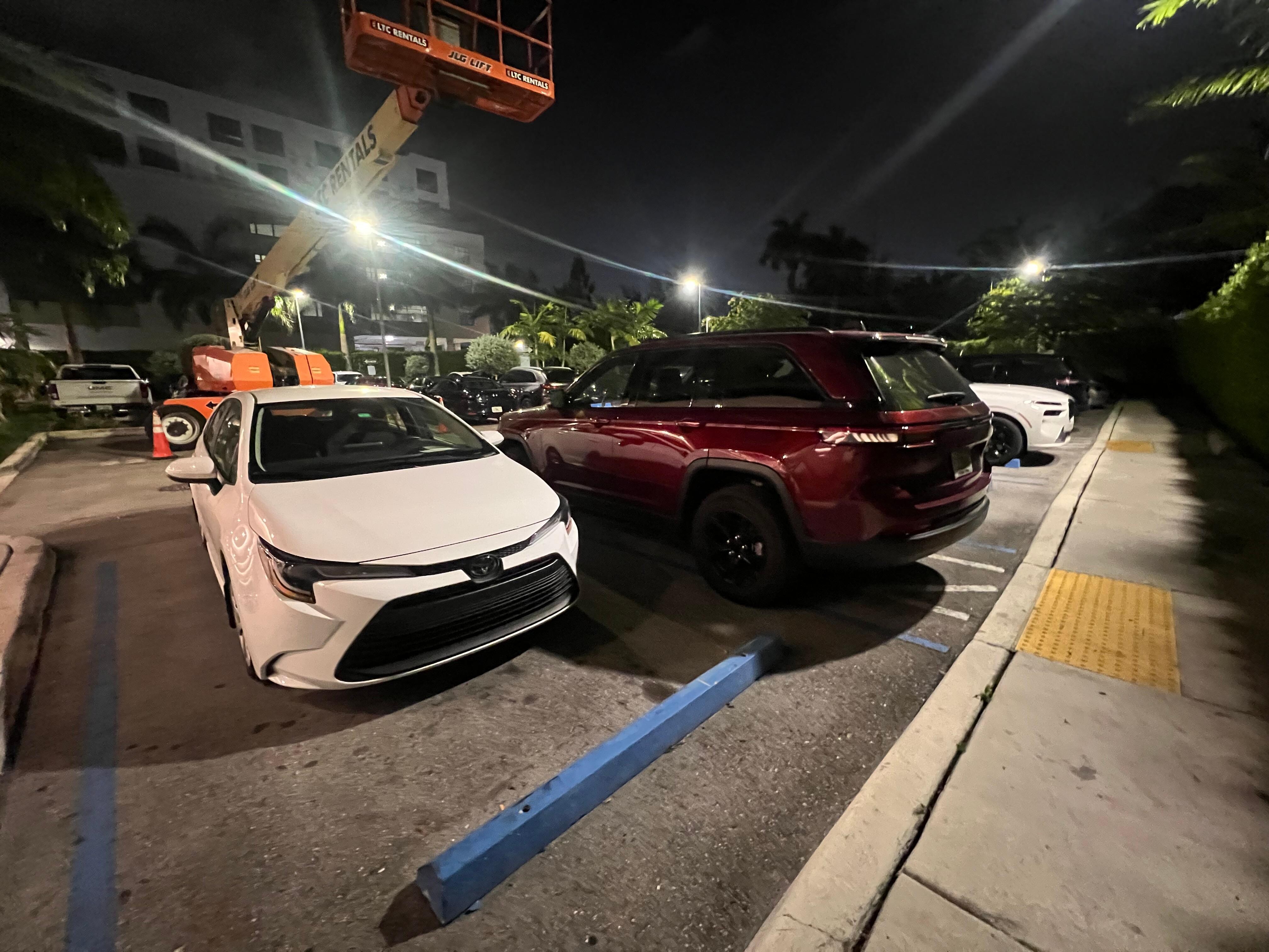 I had to park blocking the accessibility entry to the pavement.