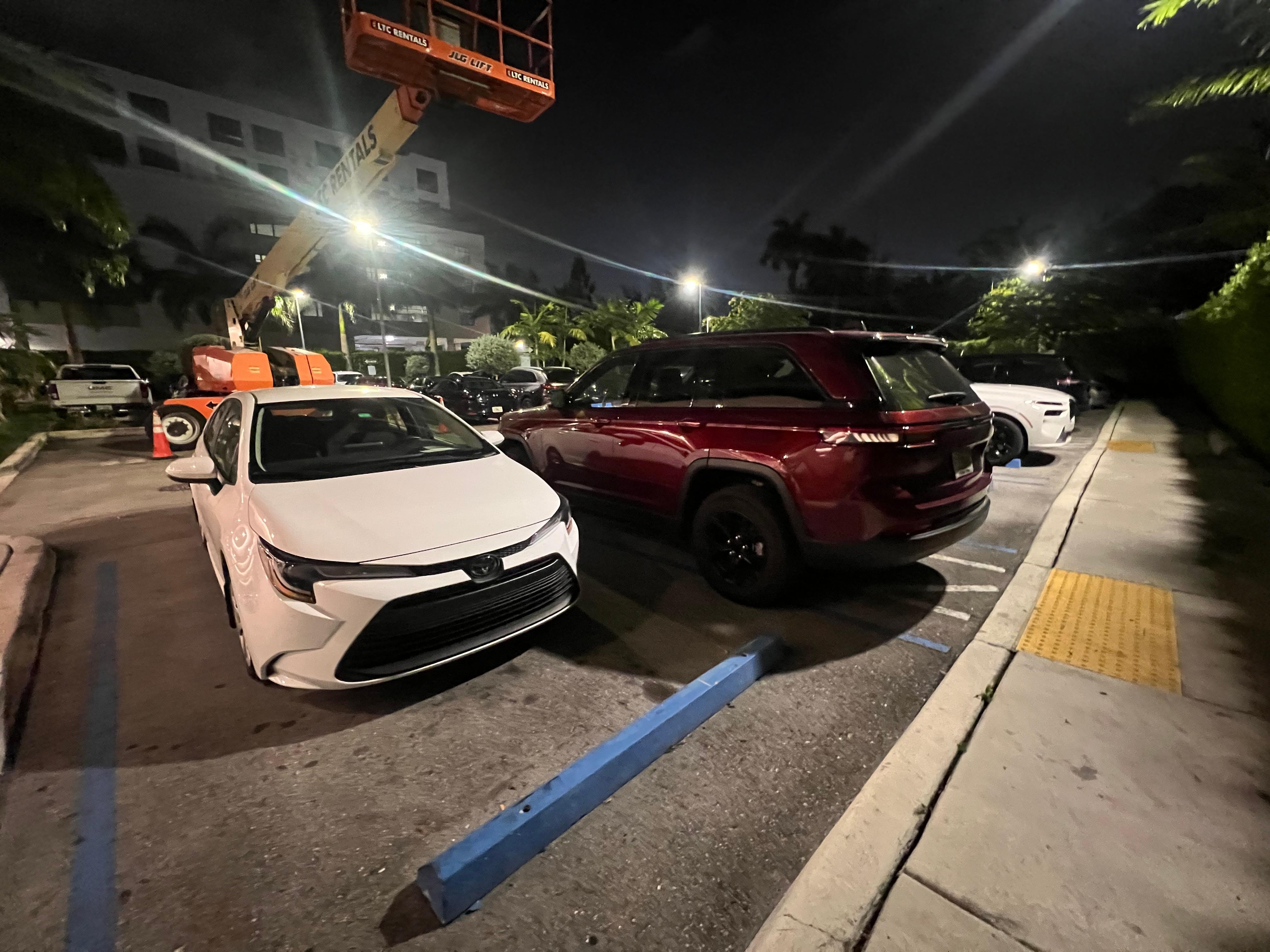 I had to park blocking the accessibility entry to the pavement.