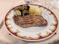 Tuna steak with potatoes from dinner. Amazing food.