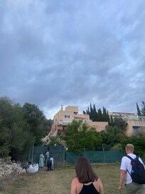 Looking up at the Villa