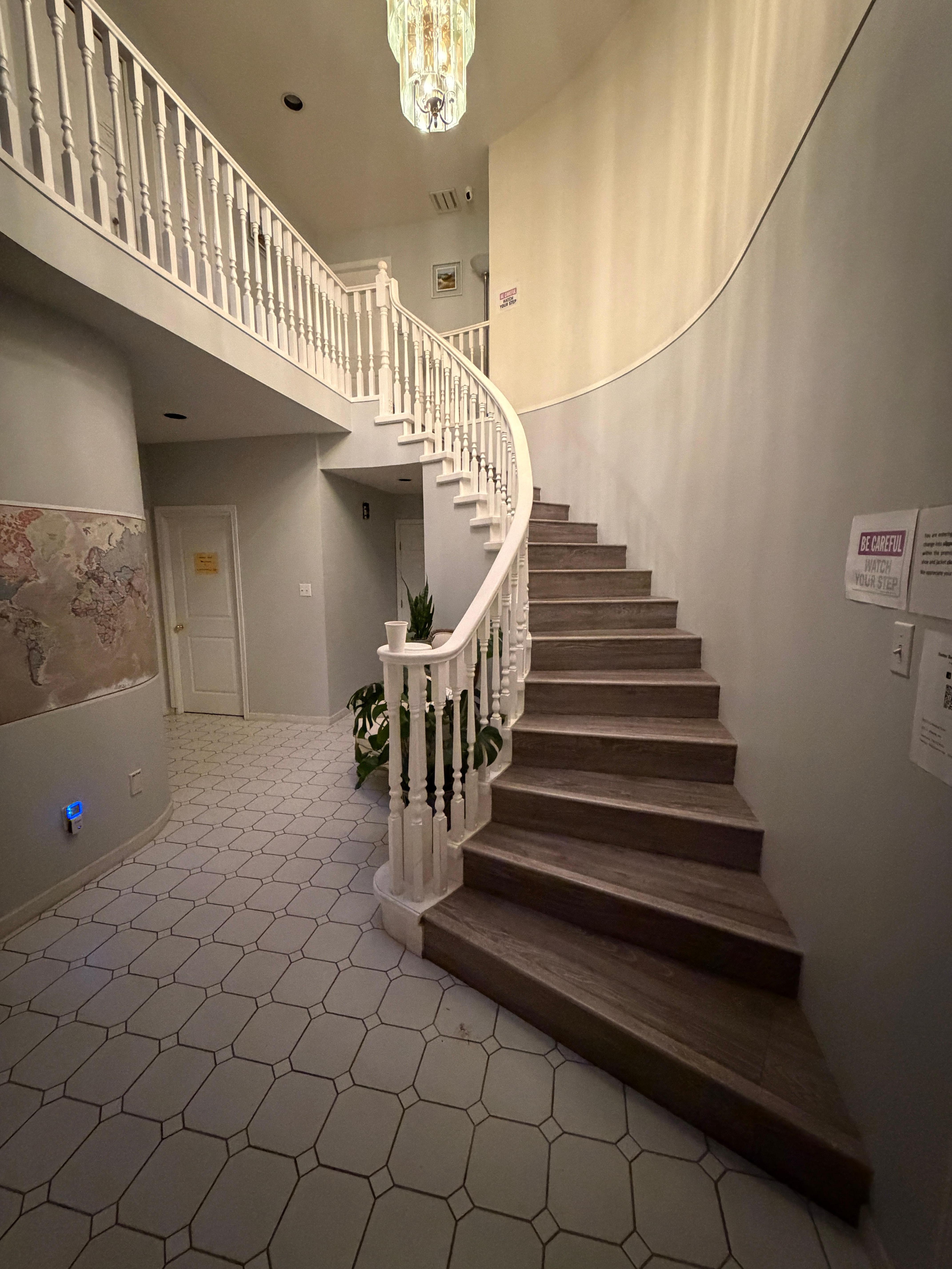 Rooms are all upstairs