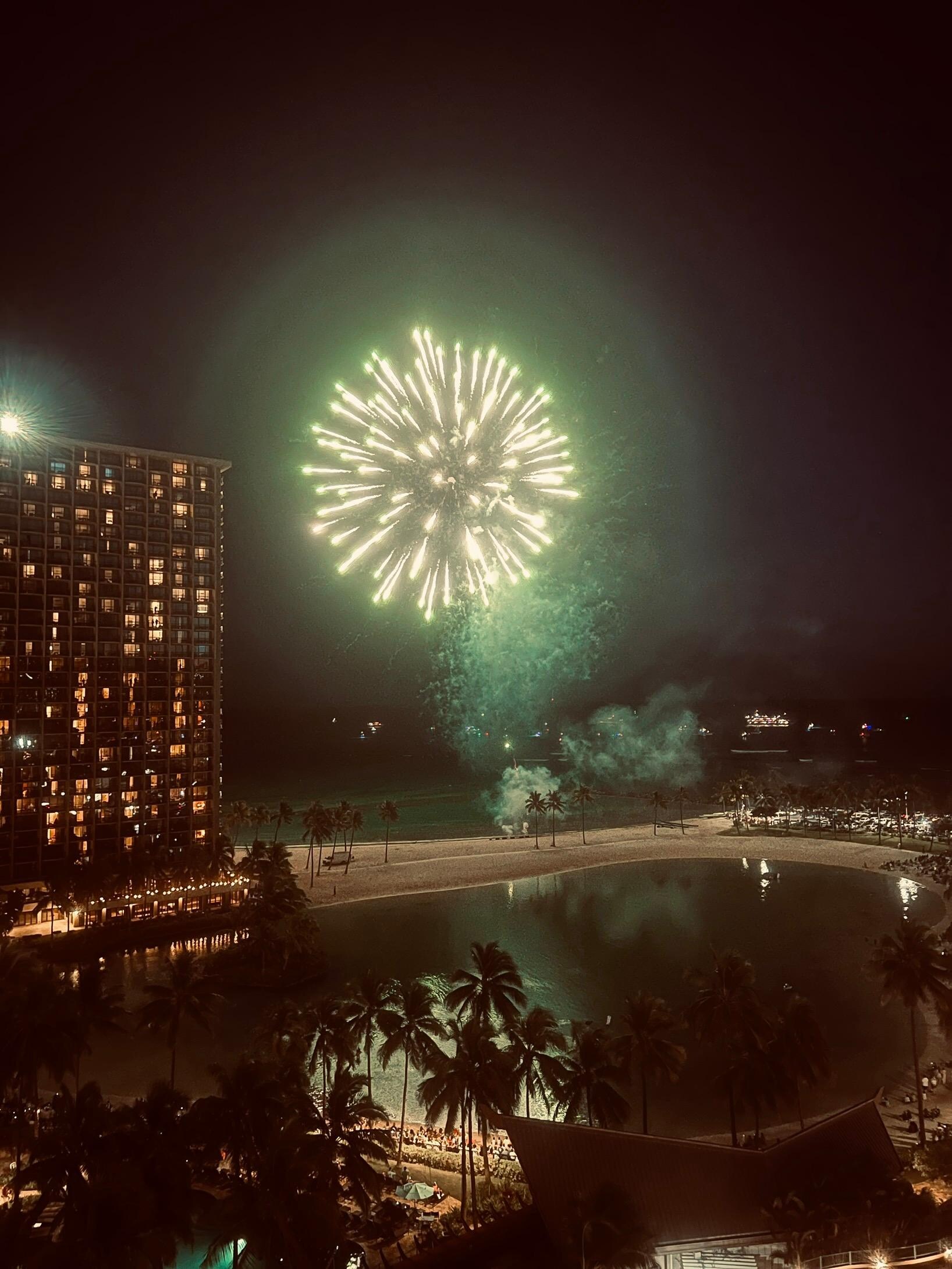 Fireworks view from balcony