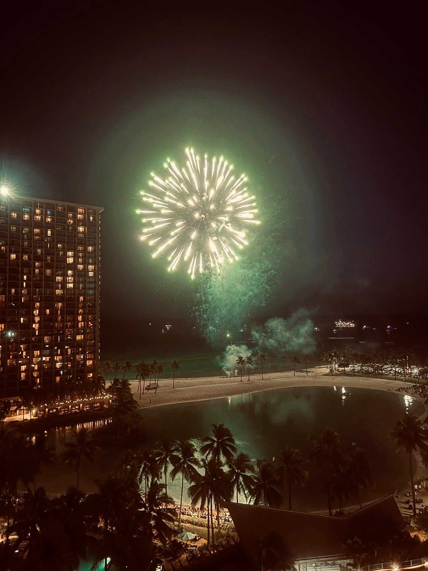 Fireworks view from balcony
