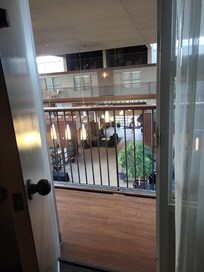My room had an indoor balcony that looked over the pool and hor tub it was very special there was even a little table and chairs on the balcony