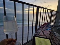 Even cool days are perfect for sunset view with a mocktail and good book