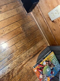 Dust and Dirt caked and sometimes varnished over) all over the floor, throughout the entire cabin.