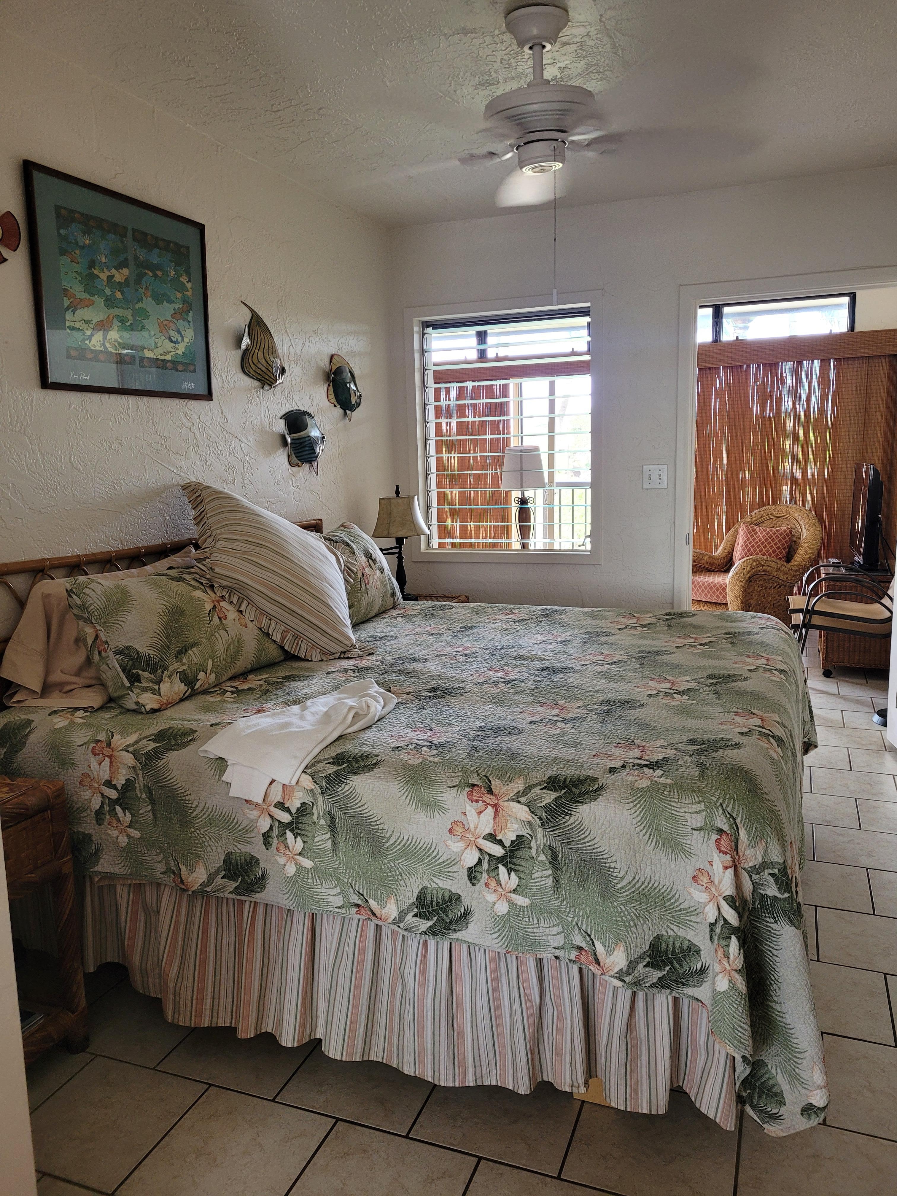 This is a studio-type condo, meaning the bedroom is not separated from the living area.