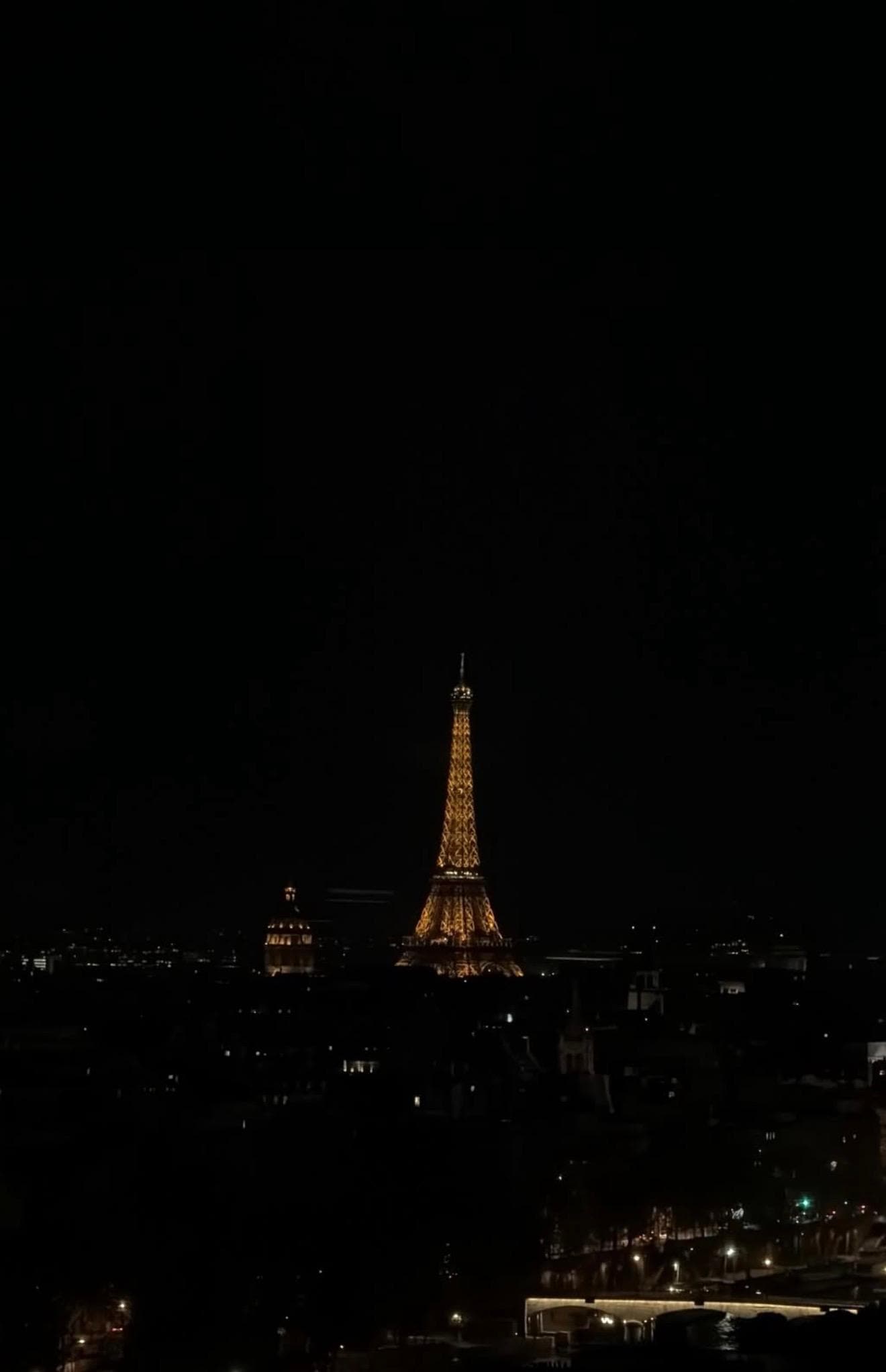 The view from the restaurant at night.
