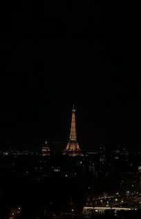 The view from the restaurant at night.