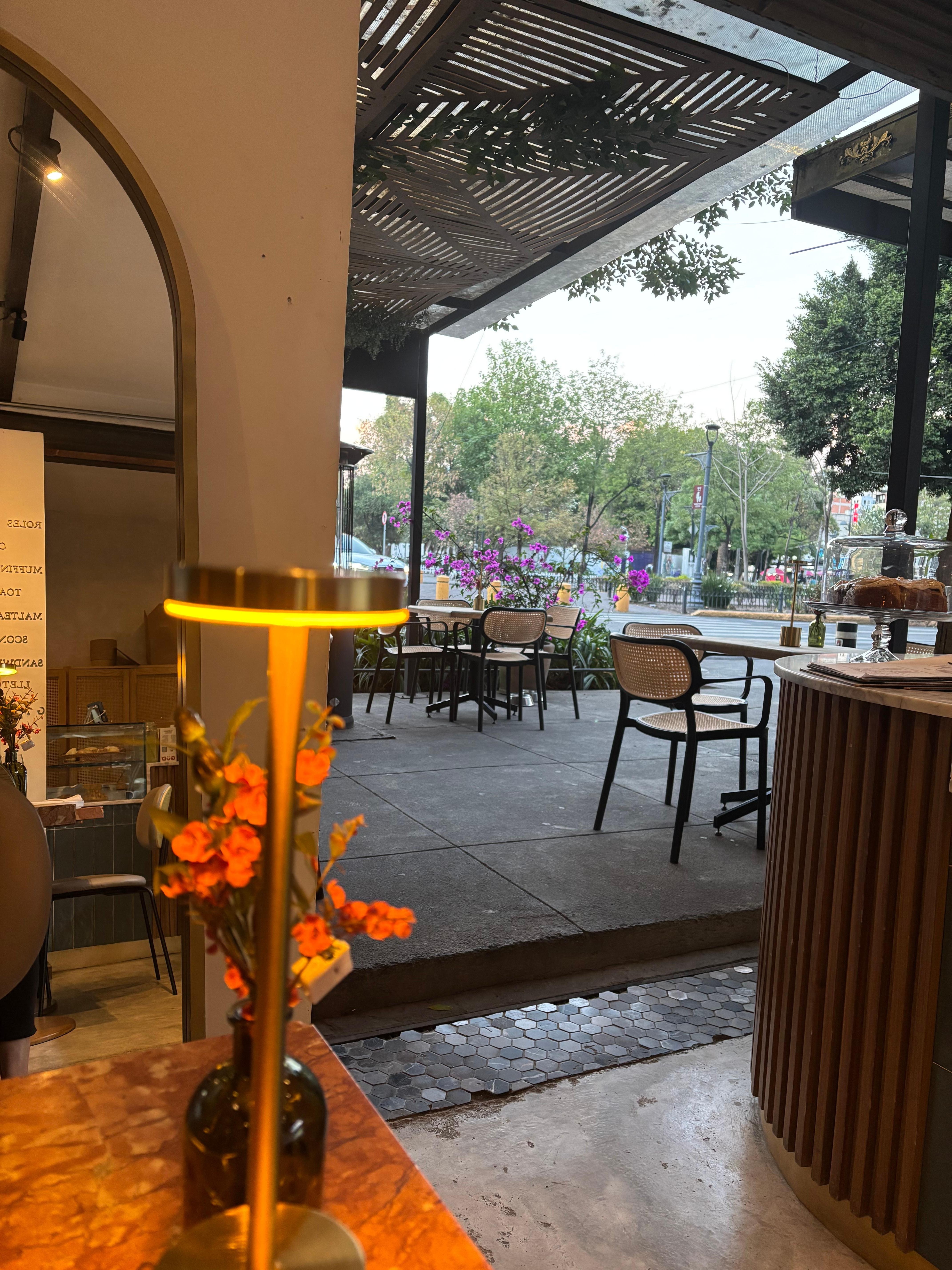 The coffee shop across from the hotel, Antonella.