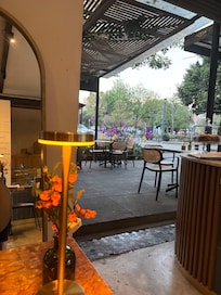 The coffee shop across from the hotel, Antonella.