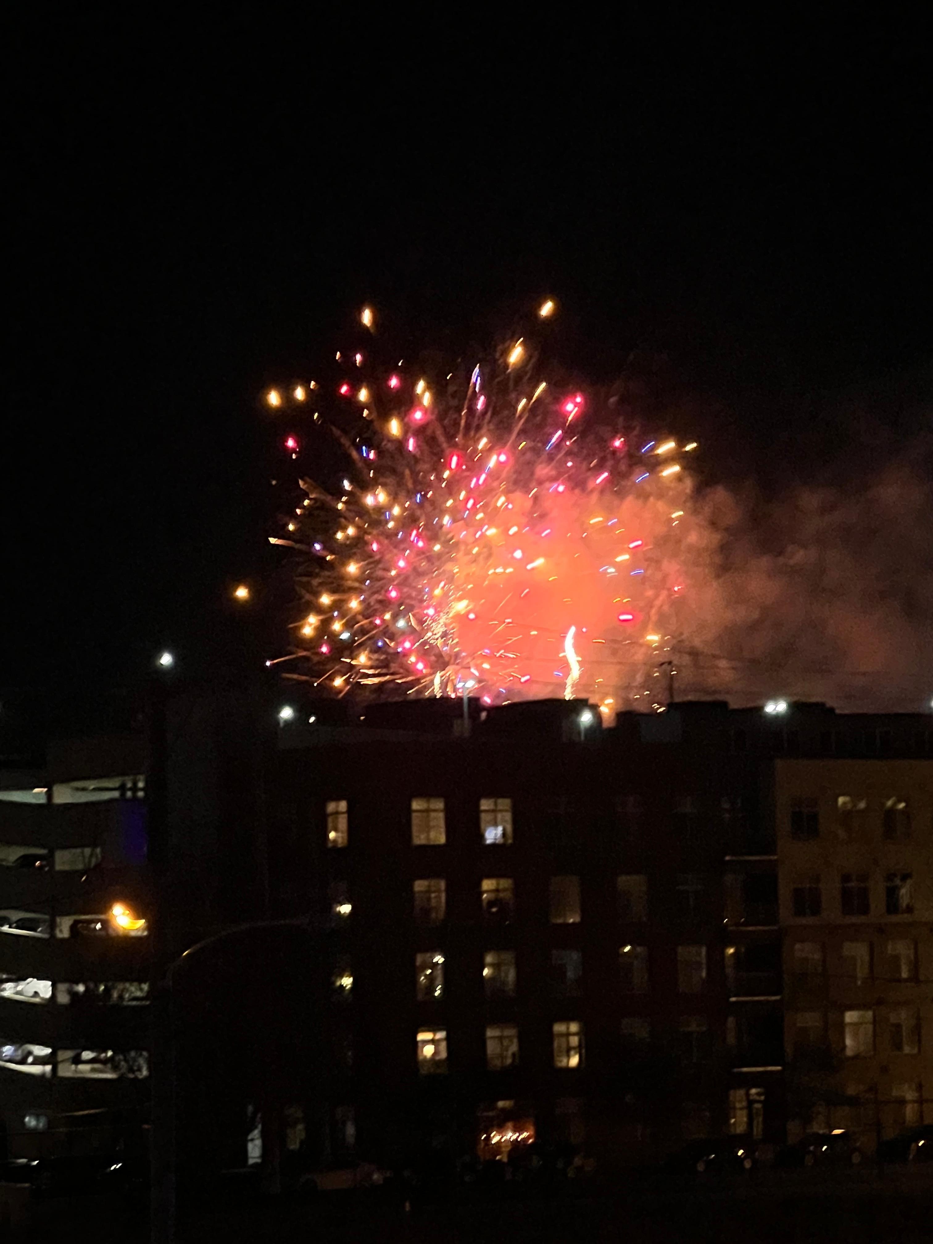 Fireworks from the balcony. 