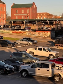 View out side window where our Yukon with trailer was parked. Easy to keep an eye on it.