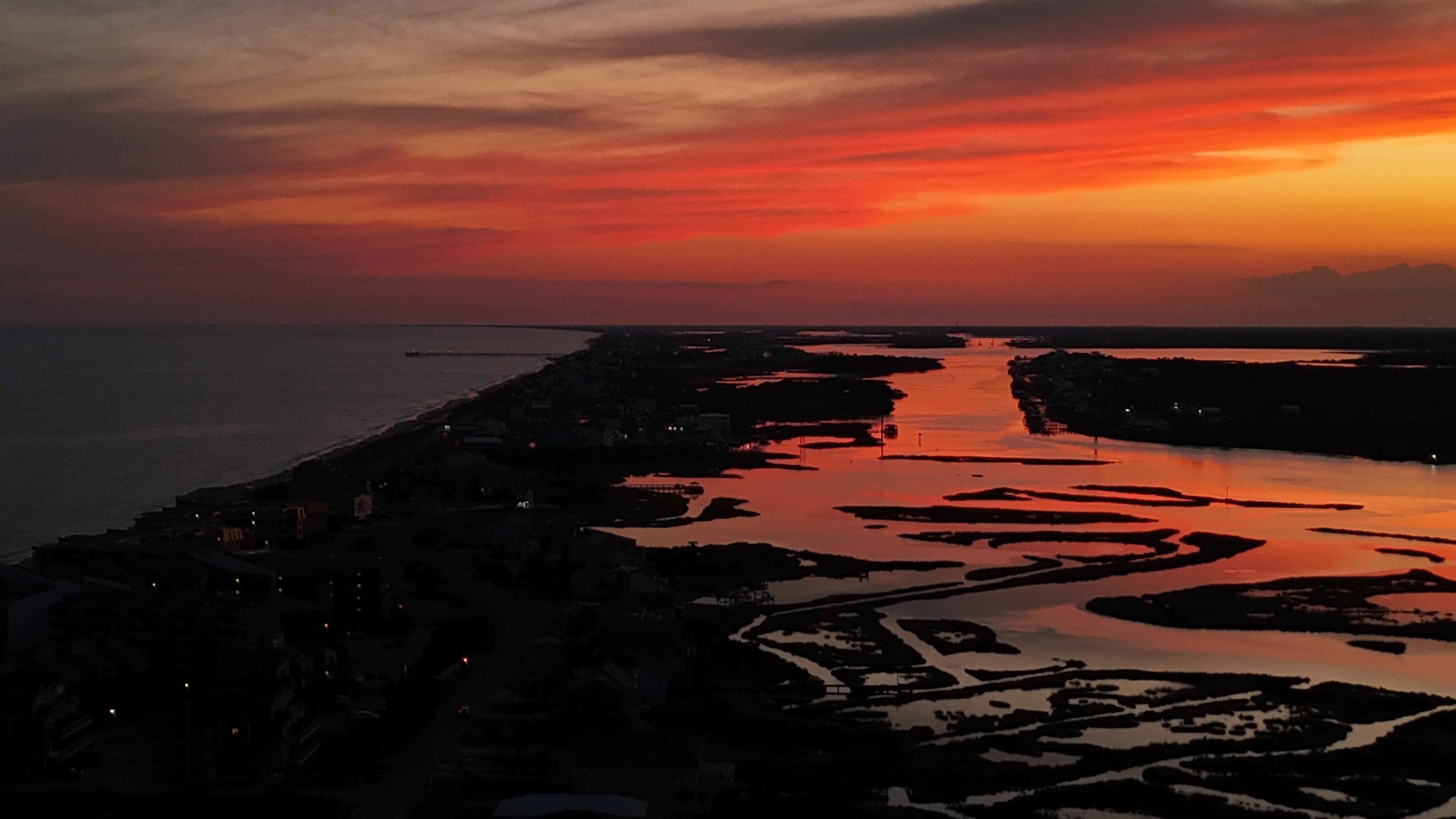 Shot with drone you can see that there is water on both sides of the property. All with in walking distance. 