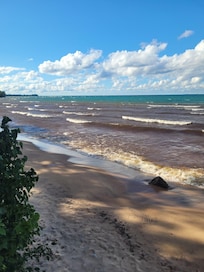View from the deck overlooking the beach.