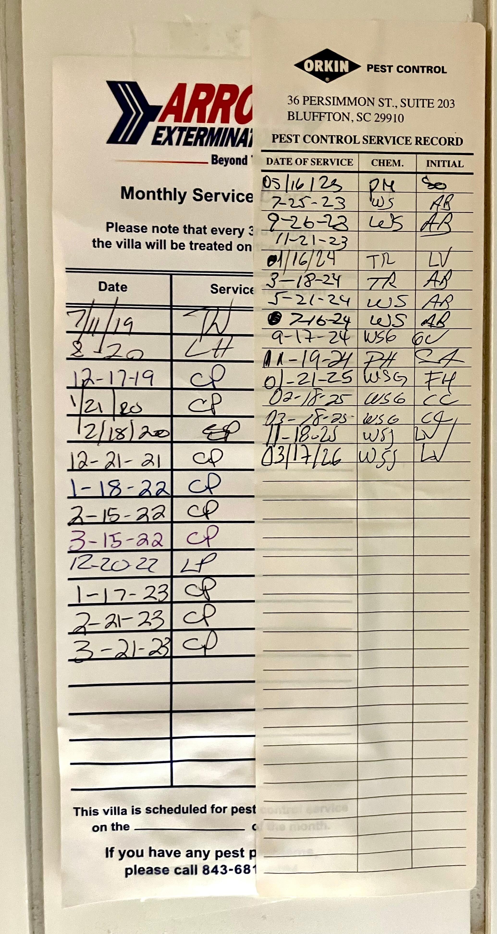 Pest control not done frequently