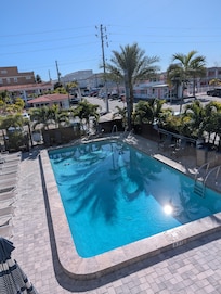 The view of the pool from our balcony