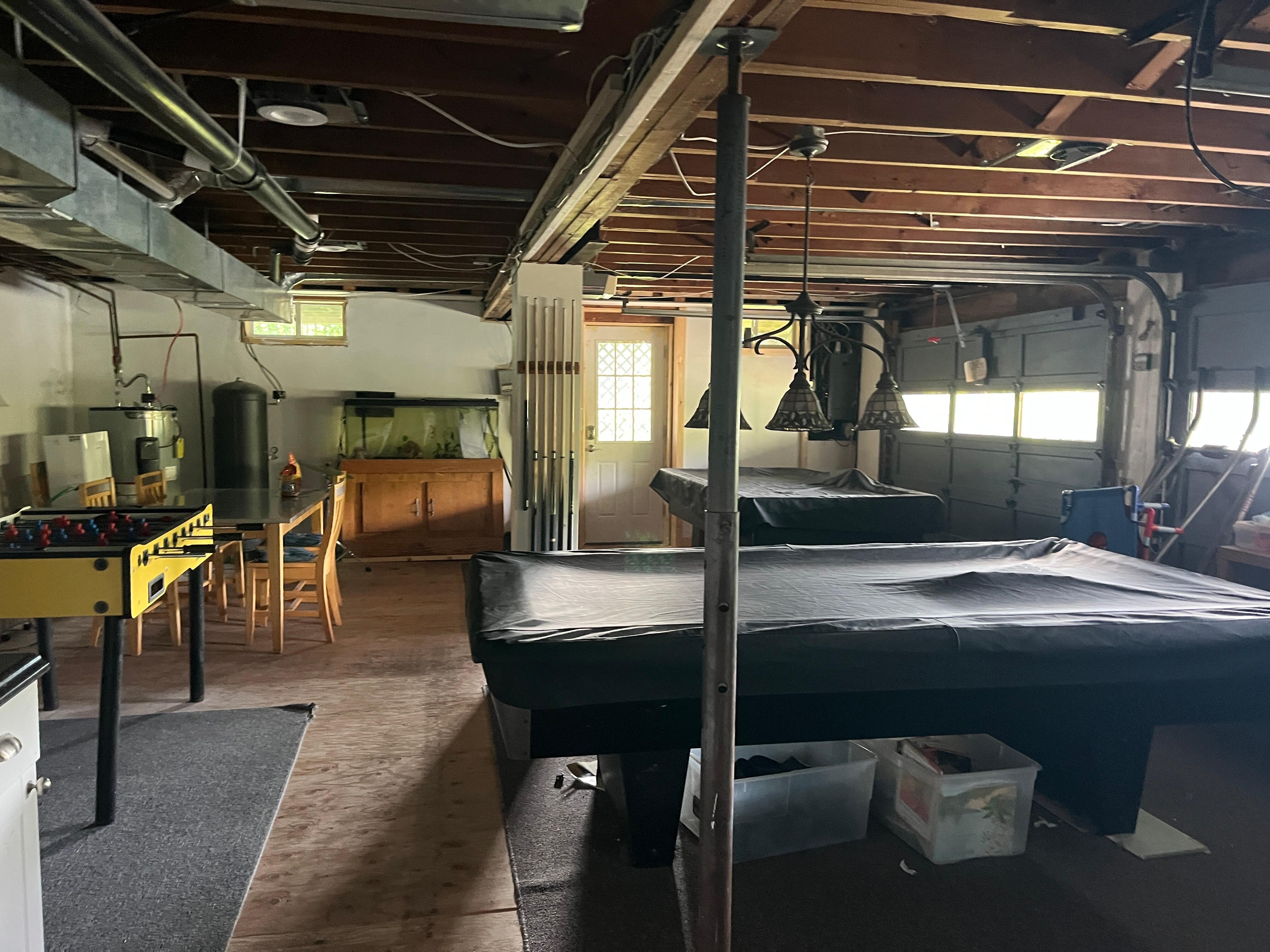 Fun game room in basement 