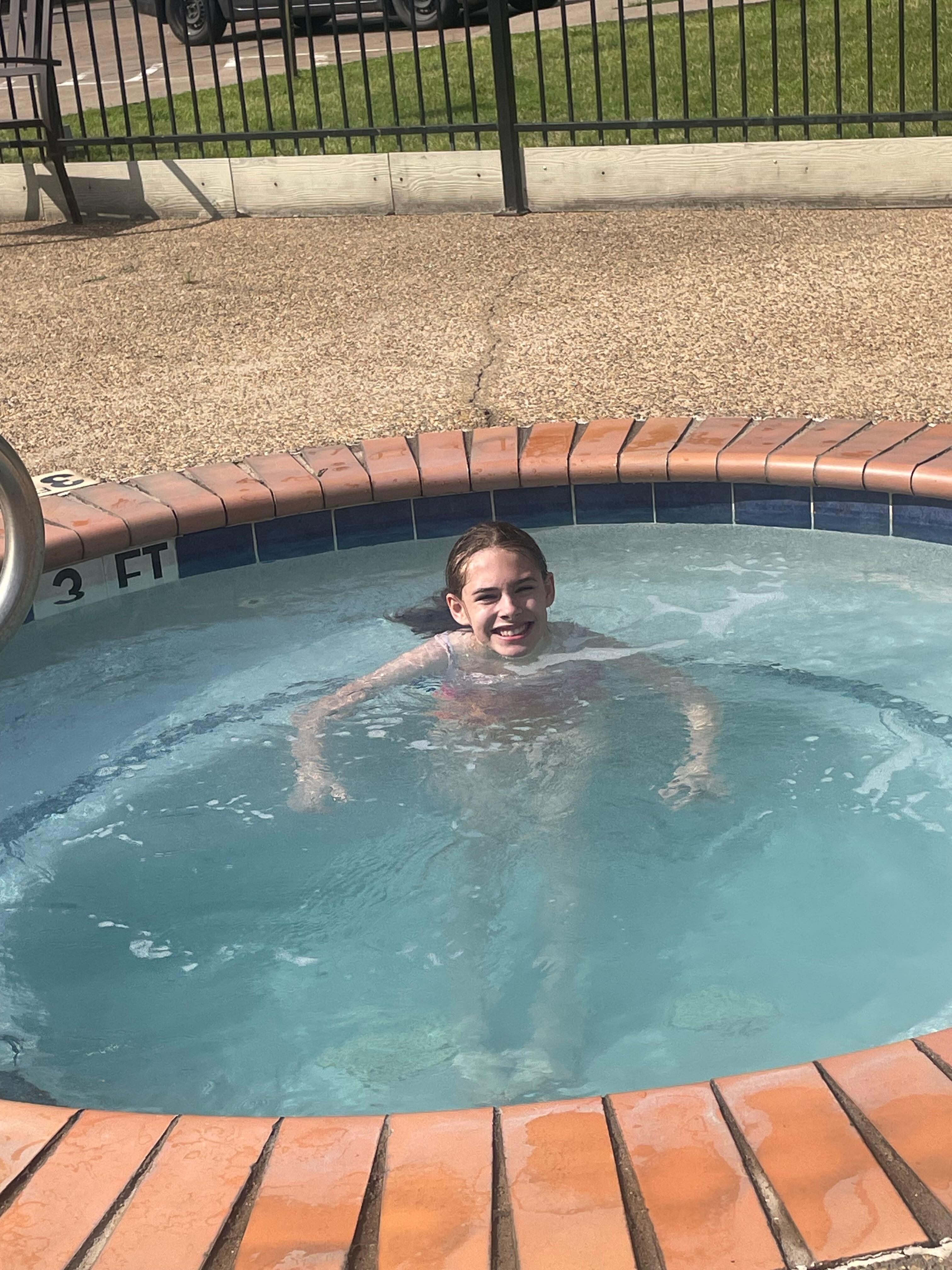 Kid liked the hot tub