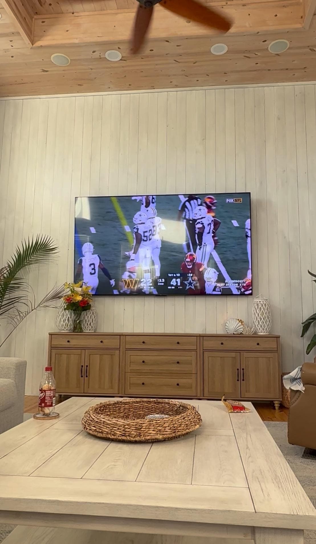 Watching The Cowboys Game on a 98 inch TV in the living room!